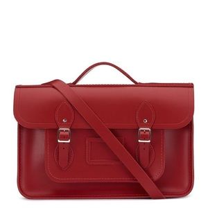 RED 15” BRIEFCASE SATCHEL LEATHER BAG